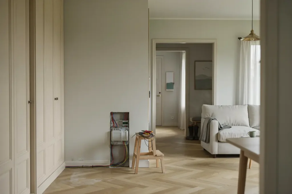 fels kning och omdragning av el i villa i n sbypark